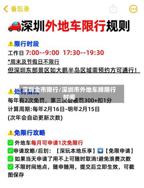 深圳全市限行/深圳市外地车牌限行时间-第3张图片