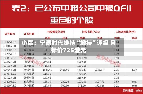 小摩：宁德时代维持“增持	”评级 目标价725港元-第1张图片
