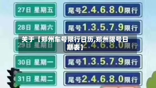 关于【郑州车号限行日历,郑州限号日期表】