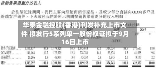 华泰金融控股(香港)刊发补充上市文件 拟发行5系列单一股份权证拟于9月16日上市