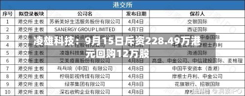 凌雄科技:9月15日斥资228.49万港元回购12万股-第2张图片