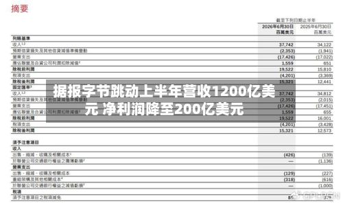 据报字节跳动上半年营收1200亿美元 净利润降至200亿美元-第2张图片