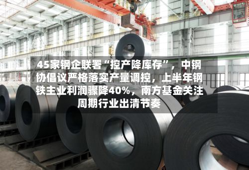 45家钢企联署“控产降库存”，中钢协倡议严格落实产量调控，上半年钢铁主业利润骤降40%，南方基金关注周期行业出清节奏