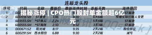 揭秘涨停 | CPO热门股封单金额超6亿元-第3张图片