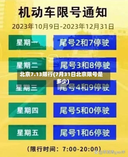 北京7.13限行(7月31日北京限号是多少)-第2张图片