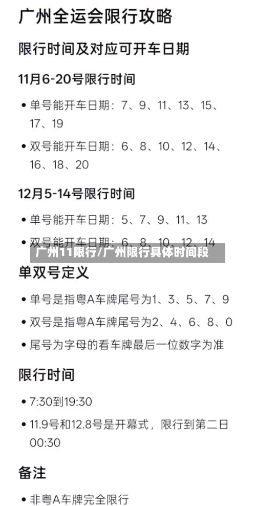 广州11限行/广州限行具体时间段