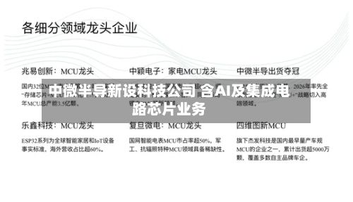 中微半导新设科技公司 含AI及集成电路芯片业务
