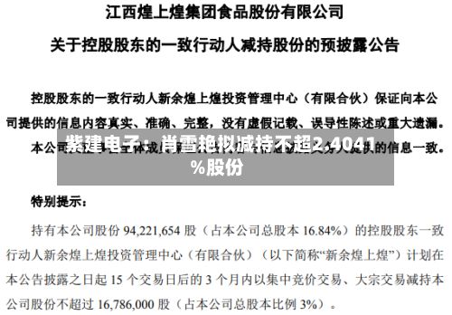 紫建电子:肖雪艳拟减持不超2.4041%股份-第2张图片