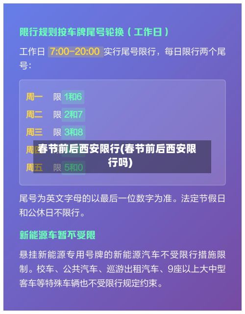 春节前后西安限行(春节前后西安限行吗)