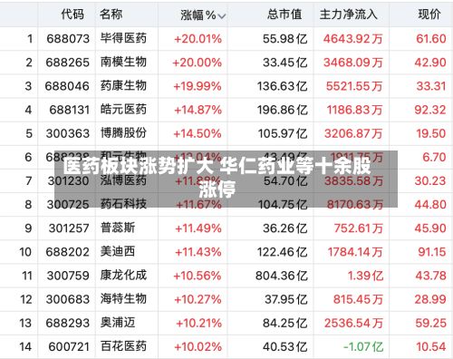 医药板块涨势扩大 华仁药业等十余股涨停-第2张图片