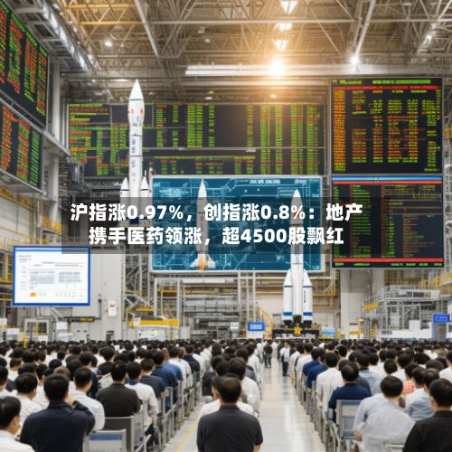 沪指涨0.97%，创指涨0.8%：地产携手医药领涨	，超4500股飘红-第2张图片