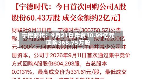 宁德时代:9月21日斥资10.99亿元回购368.75万股-第2张图片