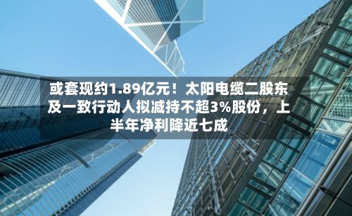或套现约1.89亿元！太阳电缆二股东及一致行动人拟减持不超3%股份，上半年净利降近七成-第2张图片
