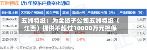 五洲特纸：为全资子公司五洲特纸（江西）提供不超过10000万元担保