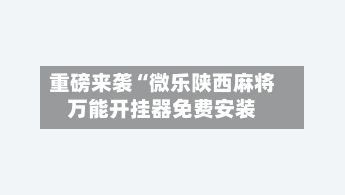 重磅来袭“微乐陕西麻将万能开挂器免费安装-第2张图片