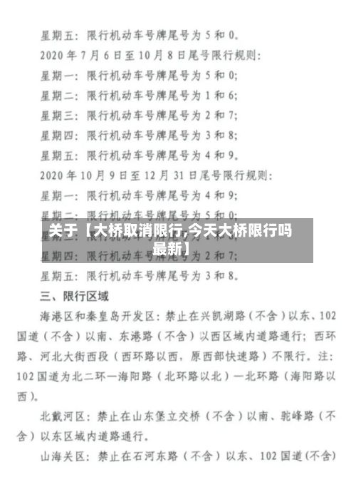 关于【大桥取消限行,今天大桥限行吗最新】