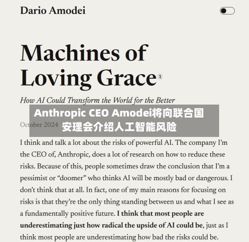 Anthropic CEO Amodei将向联合国安理会介绍人工智能风险-第2张图片