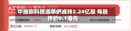 中细软科技遭李俨减持2.24亿股 每股作价0.1港元-第1张图片