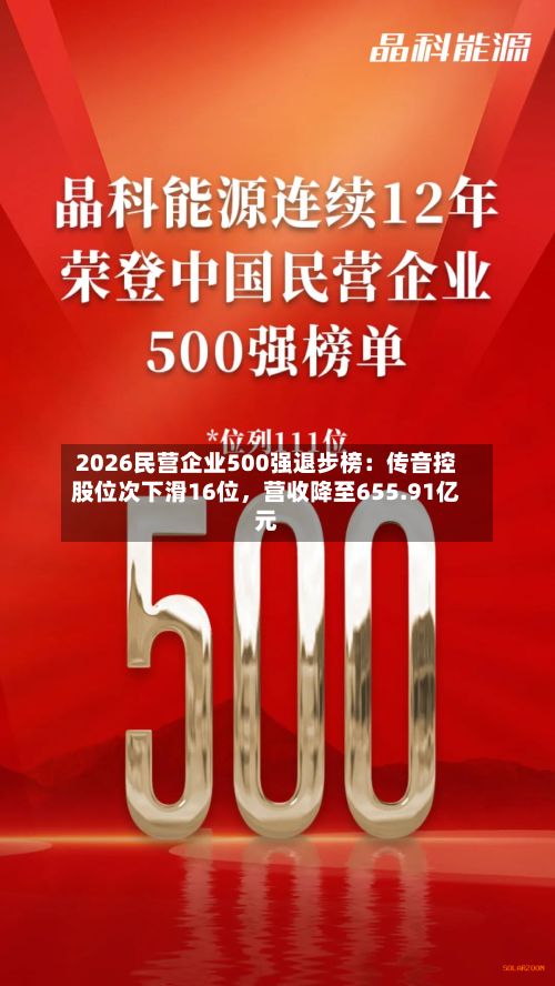 2026民营企业500强退步榜：传音控股位次下滑16位，营收降至655.91亿元-第3张图片