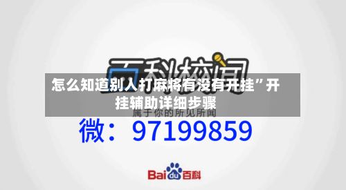 怎么知道别人打麻将有没有开挂”开挂辅助详细步骤