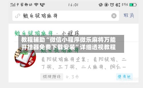 教程辅助“微信小程序微乐麻将万能开挂器免费下载安装”详细透视教程-第2张图片
