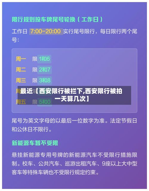 最近【西安限行被拦下,西安限行被拍一天算几次】