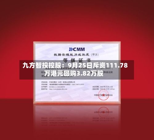 九方智投控股：9月25日斥资111.78万港元回购3.82万股-第3张图片