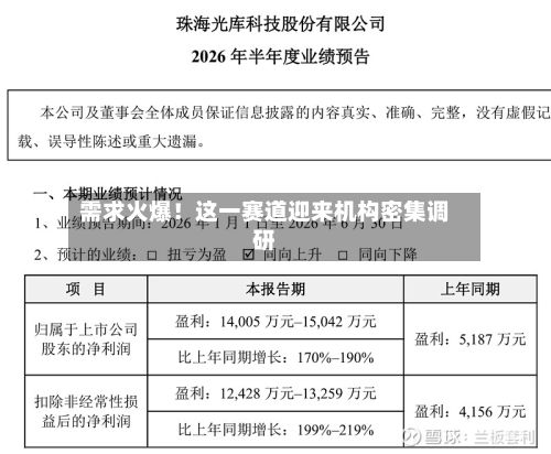 需求火爆！这一赛道迎来机构密集调研