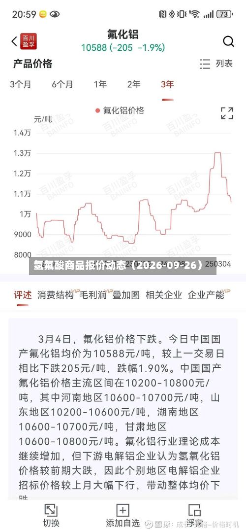 氢氟酸商品报价动态（2026-09-26）-第2张图片