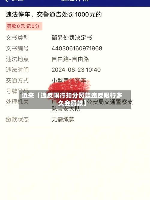 近来【违反限行扣分罚款违反限行多久会罚款】