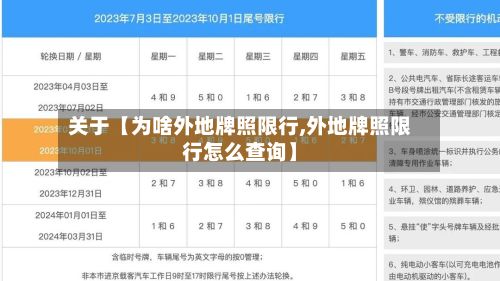 关于【为啥外地牌照限行,外地牌照限行怎么查询】