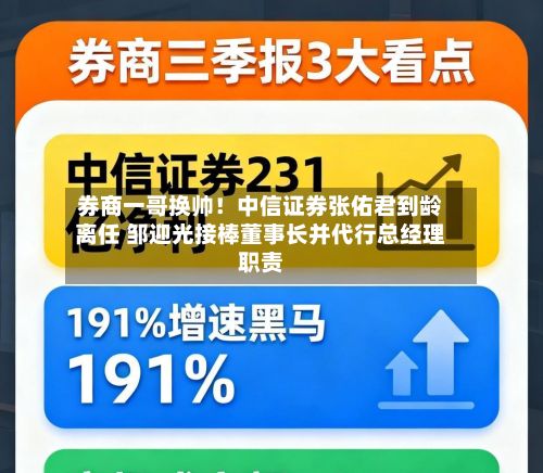 券商一哥换帅!中信证券张佑君到龄离任 邹迎光接棒董事长并代行总经理职责-第1张图片