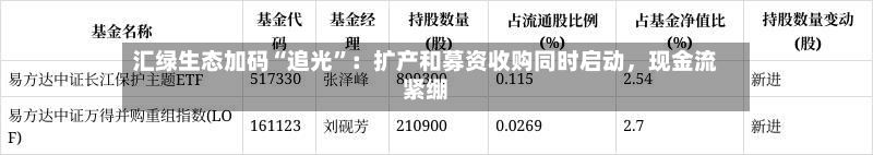 汇绿生态加码“追光”：扩产和募资收购同时启动，现金流紧绷