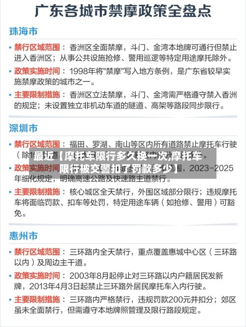 最近【摩托车限行多久换一次,摩托车限行被交警扣了罚款多少】