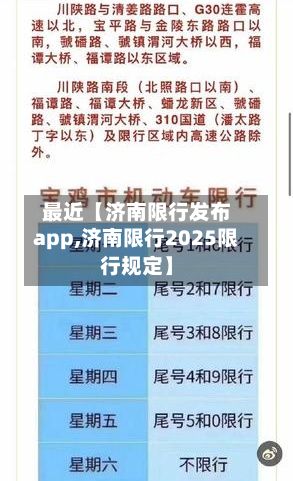 最近【济南限行发布app,济南限行2025限行规定】
