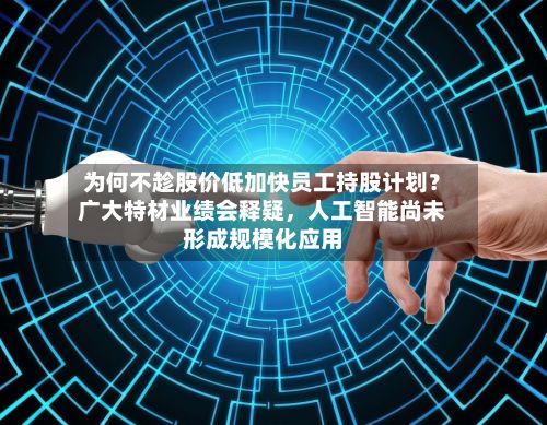 为何不趁股价低加快员工持股计划？广大特材业绩会释疑，人工智能尚未形成规模化应用-第2张图片