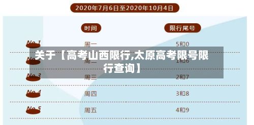 关于【高考山西限行,太原高考限号限行查询】