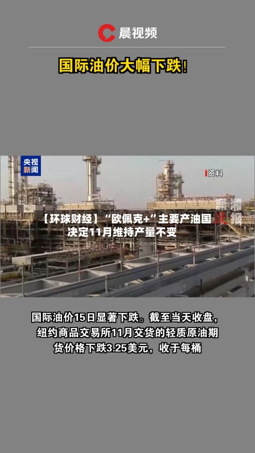 【环球财经】“欧佩克+”主要产油国决定11月维持产量不变
