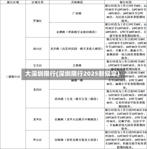 大深圳限行(深圳限行2025新规定)