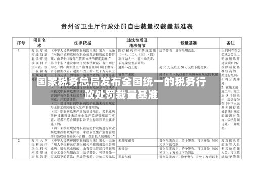 国家税务总局发布全国统一的税务行政处罚裁量基准