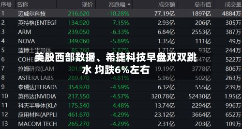 美股西部数据、希捷科技早盘双双跳水 均跌6%左右
