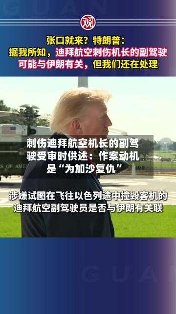 刺伤迪拜航空机长的副驾驶受审时供述：作案动机是“为加沙复仇”