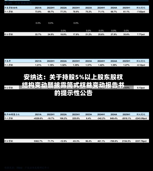 安纳达：关于持股5%以上股东股权结构变动暨披露简式权益变动报告书的提示性公告
