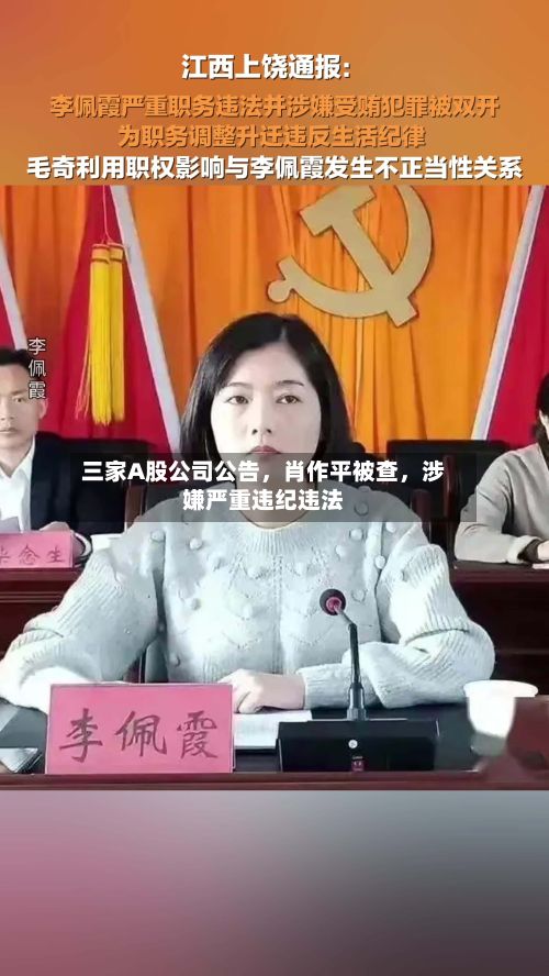 三家A股公司公告，肖作平被查，涉嫌严重违纪违法