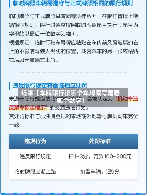 近来【车牌限行按哪个车牌限号是看哪个数字】-第2张图片
