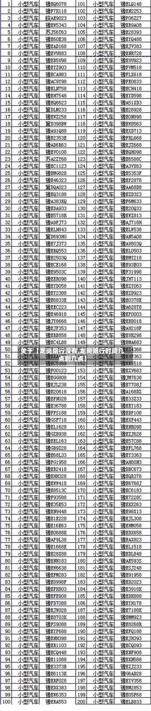 关于【龙岗限行没有,龙岗限行时间几点到几点】-第2张图片
