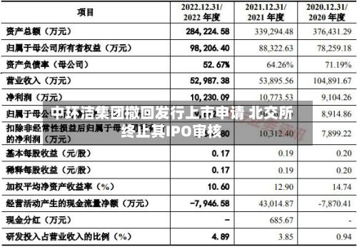 中环洁集团撤回发行上市申请 北交所终止其IPO审核