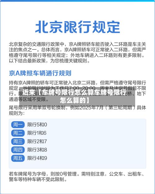 近来【车牌号限行怎么算车牌号限行怎么算的】