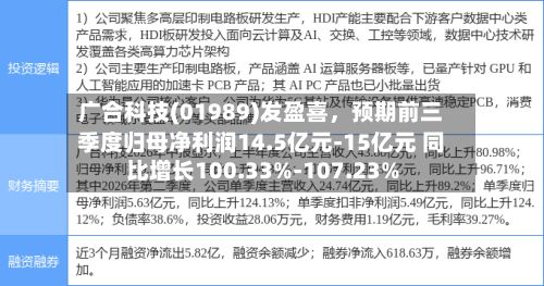 广合科技(01989)发盈喜	，预期前三季度归母净利润14.5亿元-15亿元 同比增长100.33%-107.23%-第3张图片