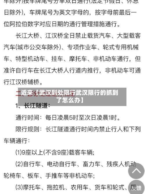近来【武汉到处限行武汉限行的抓到了怎么办】